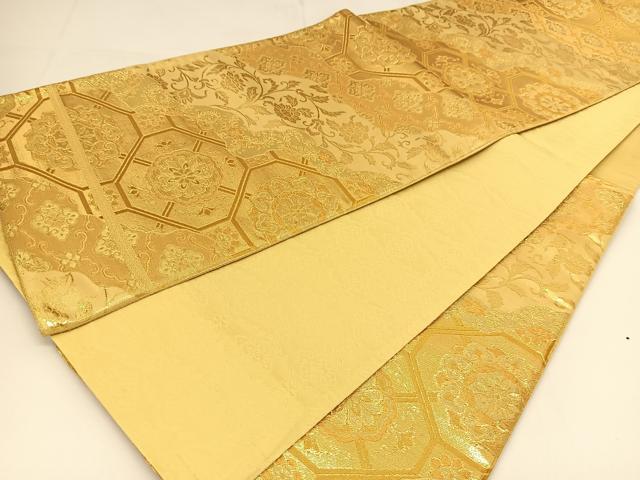 平和屋着物◎六通柄袋帯 蜀江花文 金糸 正絹 逸品 BAAT8026yc