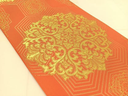 平和屋着物●西陣　川島織物　六通柄　本袋帯　正倉院花文　金糸　正絹　逸品　BAAT8032yc