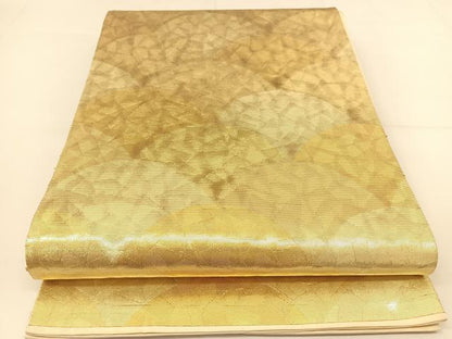 平和屋着物◎六通柄袋帯 青海波文様 金糸 引箔 正絹 逸品 BAAT8039yc