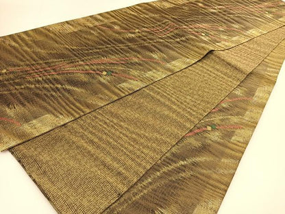 平和屋着物◎六通柄袋帯 露芝文 金糸 正絹 逸品 BAAT8040yc