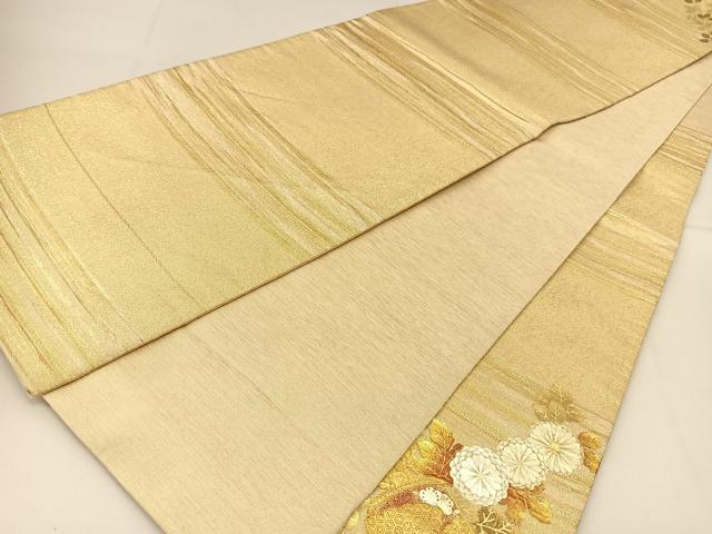 平和屋着物◎太鼓柄袋帯 駒刺繍 印籠花文 金銀彩 正絹 逸品 BAAT8048yc