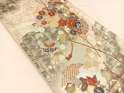 平和屋着物◎佐賀錦 六通柄袋帯 唐織 雪輪動物丸文 金銀糸 正絹 逸品 BAAT8069yc