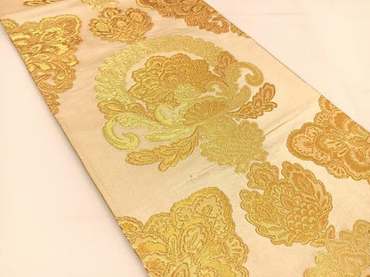 平和屋着物◎六通柄袋帯 宝相華 金糸 正絹 逸品 BAAT8073yc