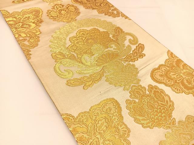 平和屋着物◎六通柄袋帯 宝相華 金糸 正絹 逸品 BAAT8073yc