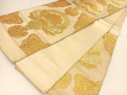 平和屋着物◎六通柄袋帯 宝相華 金糸 正絹 逸品 BAAT8073yc