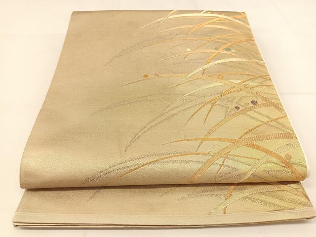 平和屋着物◎六通柄袋帯　露芝文　金銀糸　引箔　正絹　逸品　BAAT8083yc