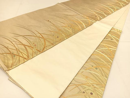 平和屋着物◎六通柄袋帯　露芝文　金銀糸　引箔　正絹　逸品　BAAT8083yc