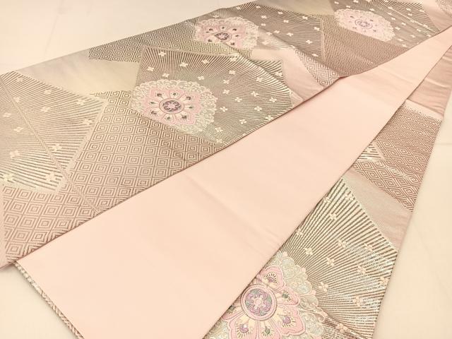 平和屋着物◎六通柄袋帯 唐織 入子菱正倉院花文 銀糸 正絹 逸品 BAAT8094yc