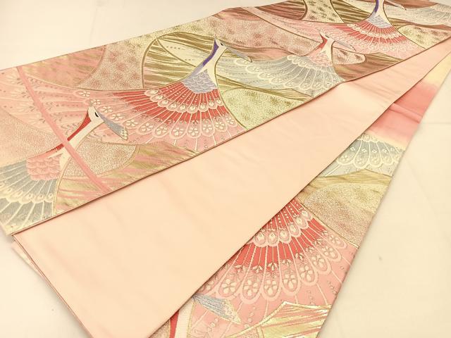 平和屋着物◎六通柄袋帯 唐織 孔雀文 金銀糸 正絹 逸品 BAAT8103yc