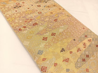 平和屋着物◎六通柄袋帯 唐織 絵霞吉祥花文 金糸 正絹 逸品 BAAT8107yc