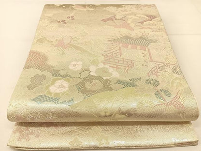 平和屋着物◎六通柄袋帯　平安の四季　プラチナ箔二重織　正絹　逸品　BAAT8114yc