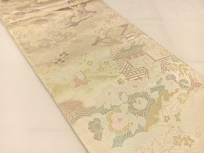 平和屋着物◎六通柄袋帯　平安の四季　プラチナ箔二重織　正絹　逸品　BAAT8114yc