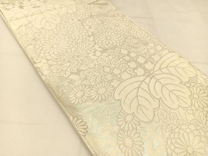 平和屋着物◎六通柄袋帯 唐織 花尽くし 金糸 正絹 逸品 BAAT8128yc