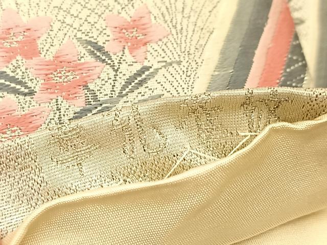 平和屋着物◎六通柄袋帯 唐織 九百錦プラチナ箔 草孔雀紋 正絹 逸品 BAAT8141yc