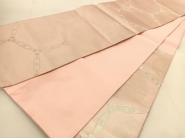 平和屋着物◎六通柄袋帯 刺繍 花丸文 銀糸 正絹 逸品 BAAT8146yc