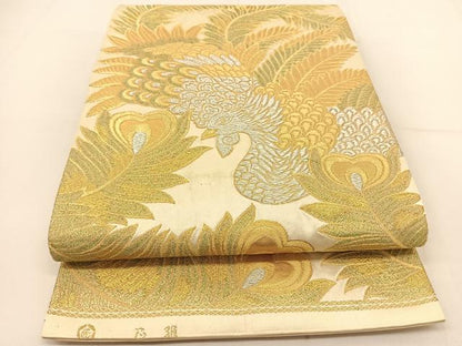 平和屋着物◎六通柄袋帯 鳳凰文 金銀糸 正絹 逸品 BAAT8151yc