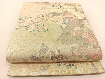平和屋着物◎六通柄袋帯　作家物　九百織袋帯　別織佐賀錦　花鳥文　金銀糸　正絹　逸品　BAAT8158yc