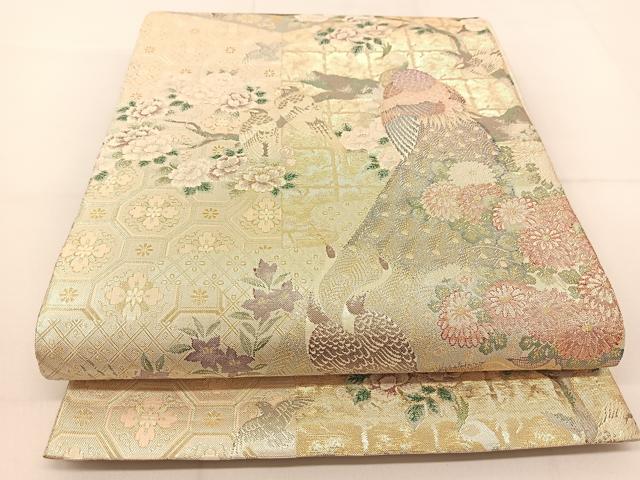 平和屋着物◎六通柄袋帯　作家物　九百織袋帯　別織佐賀錦　花鳥文　金銀糸　正絹　逸品　BAAT8158yc
