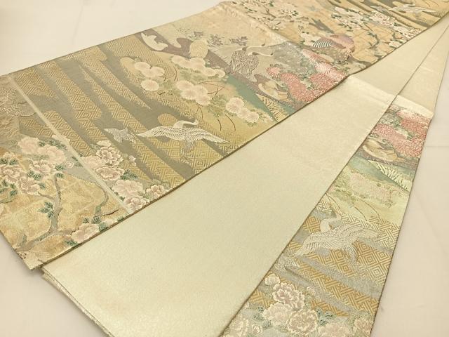 平和屋着物◎六通柄袋帯　作家物　九百織袋帯　別織佐賀錦　花鳥文　金銀糸　正絹　逸品　BAAT8158yc