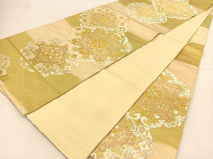 平和屋着物◎六通柄袋帯 唐織 正倉院花文 金銀糸 正絹 逸品 BAAT8161yc