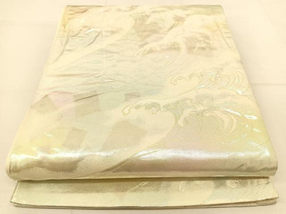 平和屋着物◎六通柄袋帯 立波文 金銀糸 正絹 逸品 BAAT8167yc