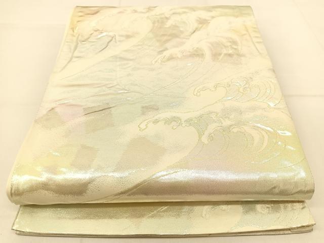 平和屋着物◎六通柄袋帯 立波文 金銀糸 正絹 逸品 BAAT8167yc