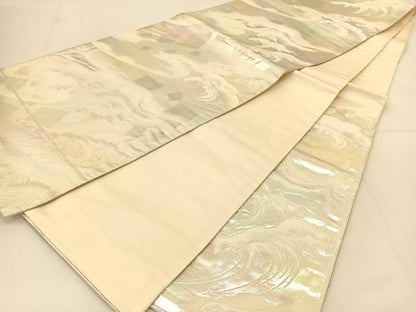 平和屋着物◎六通柄袋帯 立波文 金銀糸 正絹 逸品 BAAT8167yc