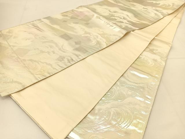 平和屋着物◎六通柄袋帯 立波文 金銀糸 正絹 逸品 BAAT8167yc