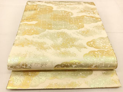 平和屋着物◎六通柄袋帯 雲重ね文 金彩 正絹 逸品 BAAT8175yc