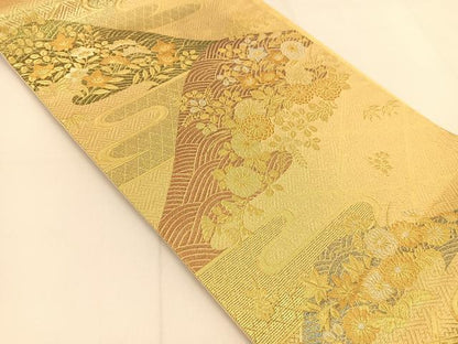 平和屋着物◎六通柄袋帯 吉祥秋草文 金銀糸 正絹 逸品 BAAT8178yc