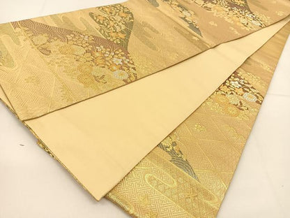 平和屋着物◎六通柄袋帯 吉祥秋草文 金銀糸 正絹 逸品 BAAT8178yc