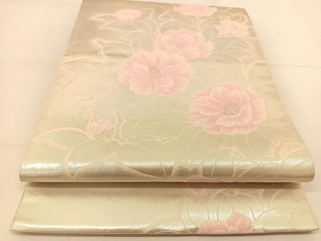 平和屋着物◎六通柄袋帯 草花文 銀糸 やまとオリジナル 正絹 逸品 BAAT8180yc