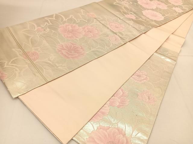 平和屋着物◎六通柄袋帯 草花文 銀糸 やまとオリジナル 正絹 逸品 BAAT8180yc