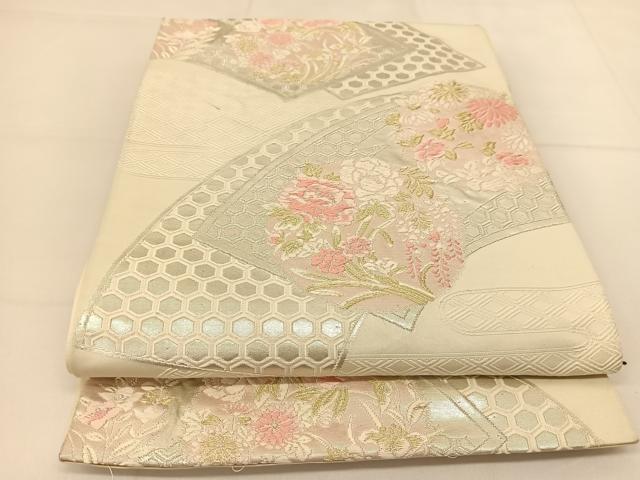 平和屋着物◎六通柄袋帯　唐織　地紙花丸文　金銀糸　正絹　逸品　BAAT8182yc