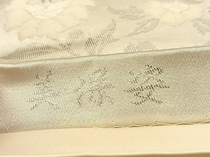 平和屋着物◎六通柄袋帯　唐織　美保姿　扇面花車文　銀糸　正絹　逸品　BAAT8187yc