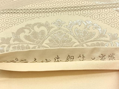 平和屋着物◎六通柄袋帯 唐織 プラチナ本銀箔二重織 千寿錦 正倉院青海波 正絹 逸品 BAAT8198yc