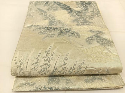 平和屋着物◎六通柄袋帯 風景樹林文 金銀糸 正絹 逸品 BAAT8200yc