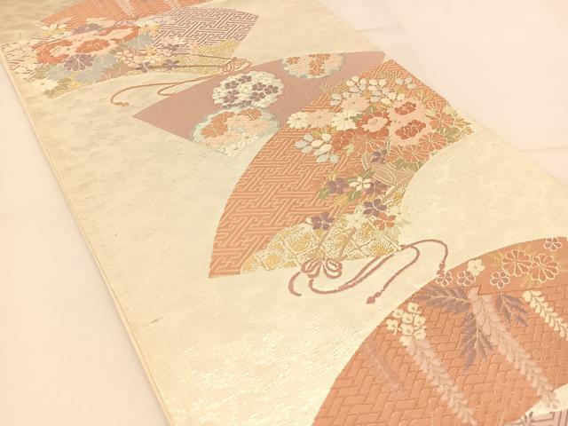 平和屋着物◎六通柄袋帯 唐織 地紙花文 金銀糸 正絹 逸品 BAAT8203yc