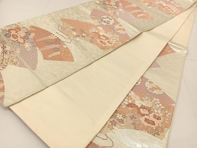 平和屋着物◎六通柄袋帯 唐織 地紙花文 金銀糸 正絹 逸品 BAAT8203yc