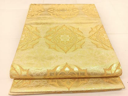 平和屋着物◎六通柄袋帯 宝繍 正倉院花文 金糸 正絹 逸品 BAAT8216yc