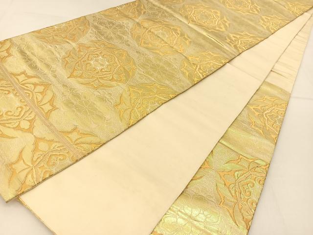 平和屋着物◎六通柄袋帯 宝繍 正倉院花文 金糸 正絹 逸品 BAAT8216yc