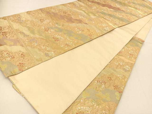 平和屋着物◎西陣　服部織物謹製　六通柄袋帯　唐織　道長吉祥文　金糸　正絹　逸品　BAAT8225yc