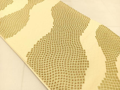 平和屋着物◎六通柄袋帯　唐織　鹿の子分銅文様　正絹　逸品　BAAT8226yc