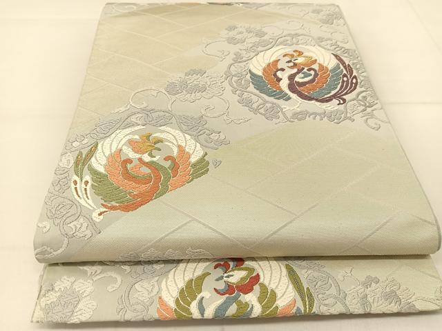 平和屋着物◎六通柄袋帯 唐織 錦舞楽台水引 織繍遺宝 銀糸 正絹 逸品 BAAT8229yc