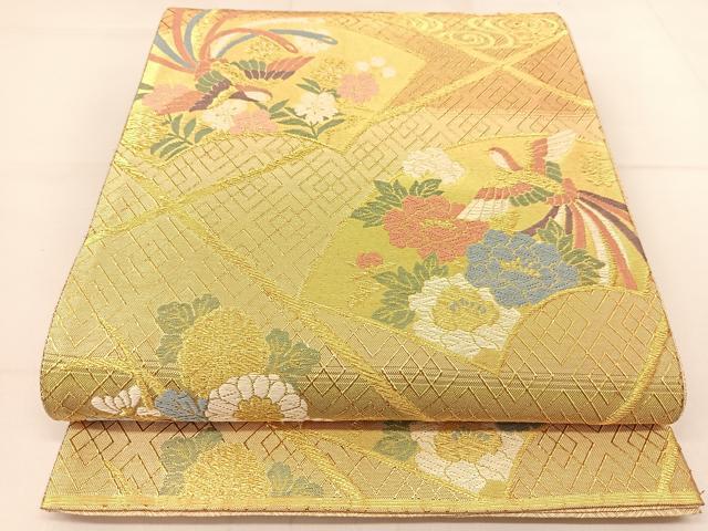 平和屋着物◎佐賀錦　六通柄袋帯　唐織　地紙鳳凰花文　金糸　正絹　逸品　BAAT8236yc