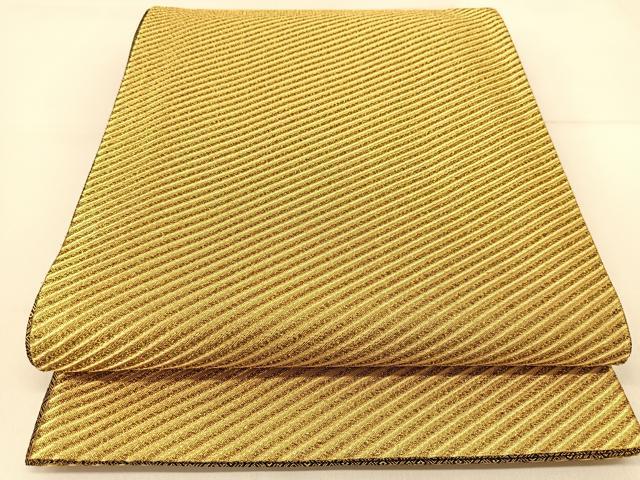 平和屋着物◎佐賀錦 全通柄袋帯 斜線文 金糸 正絹 逸品 BAAT8242yc