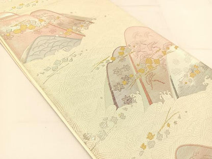 平和屋着物◎六通柄袋帯 立波重ね山文 金銀糸 正絹 逸品 BAAT8245yc