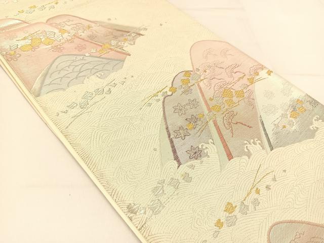 平和屋着物◎六通柄袋帯 立波重ね山文 金銀糸 正絹 逸品 BAAT8245yc
