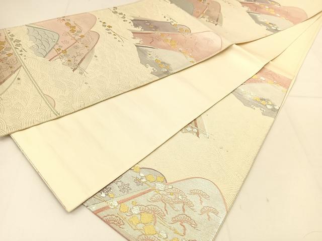 平和屋着物◎六通柄袋帯 立波重ね山文 金銀糸 正絹 逸品 BAAT8245yc