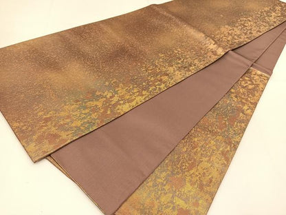 平和屋着物◎六通柄袋帯　霞文　金糸　引箔　正絹　逸品　BAAT8250yc